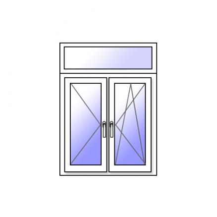 2 Flügel Fenster Dreh-Dreh+Kipp mit Fix Oberlichte