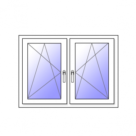 2 Flügel Fenster Dreh-Kipp + Dreh-Kipp